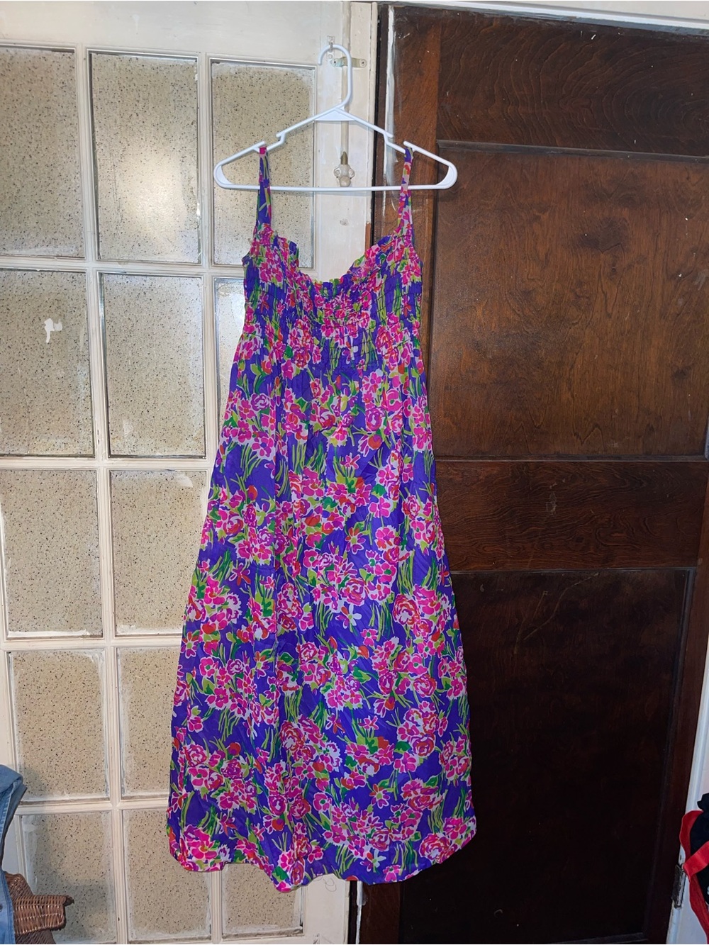 Vintage Lanz Original Floral Purple Sundress with Pink & Green Print